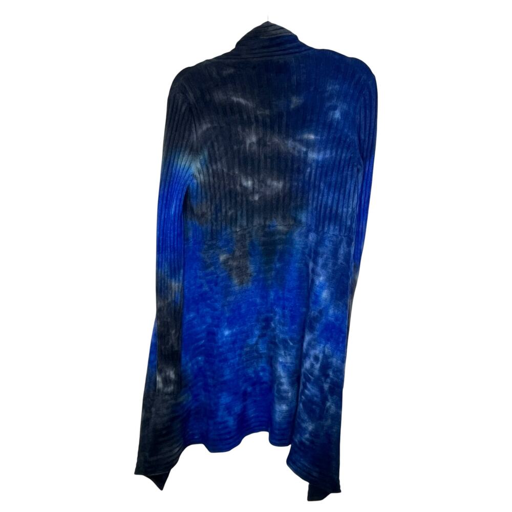 Autumn Cashmere Cardigan Small Blue Cashmere Wool Blend Rib Open Duster Tie Dye - Picture 2 of 9